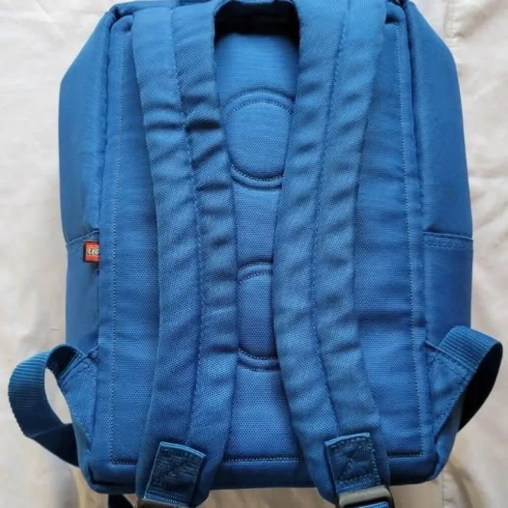 Vintage LEGO Kids Backpack Blue 2x3 Brick Pockets Bag